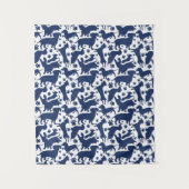 Blue Dachshund Pattern Sierkussen Wandkleed (Voorkant)