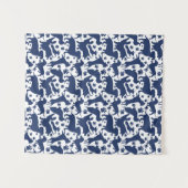 Blue Dachshund Pattern Sierkussen Wandkleed (Voorkant (horizontaal))