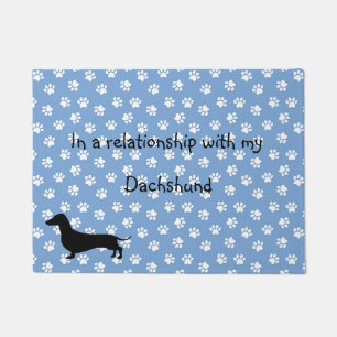 Blue Dachshund Paw Print Doormat Deurmat