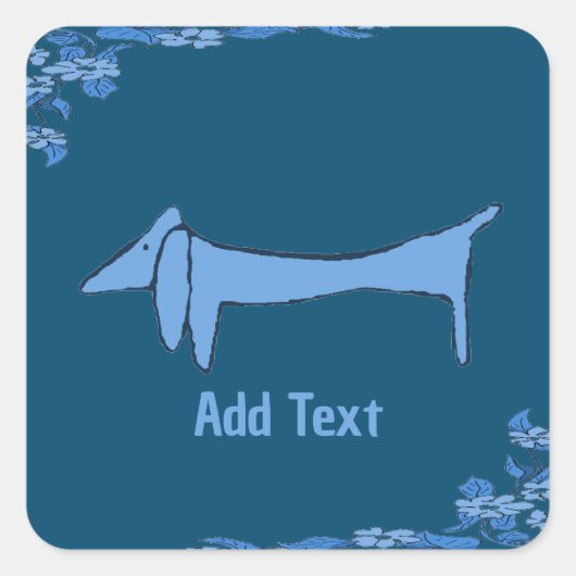 Blue Dachshund, tekst toevoegen, Sticker (Voorkant)