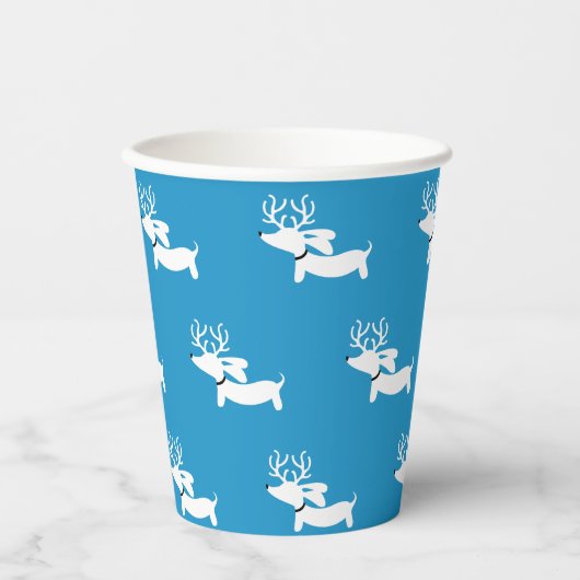 Blue Dachshund thema kerstfeest Papieren Bekers (Voorkant)