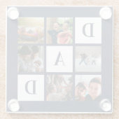 Blue Dad Colorblock Six Photo Collage Persoonlijk Glazen Onderzetter (Achterkant)