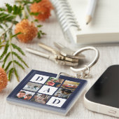 Blue Dad Colorblock Six Photo Collage Persoonlijk Sleutelhanger (Voorkant Rechts)