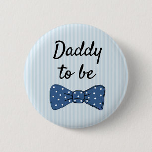 Blue Dad wordt Bow Stropdas Baby shower Button