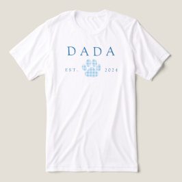 Blue Dada Gingham Puppy Paw Print Verjaardag Tri-Blend Shirt