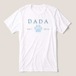 Blue Dada Gingham Puppy Paw Print Verjaardag Tri-Blend Shirt