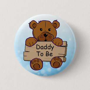 Blue Daddy wordt het Baby shower van de teddybeer Ronde Button 5,7 Cm
