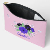 Blue Dahlia Floral Bouquet en aangepaste naam Etui (Open)