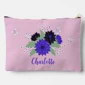 Blue Dahlia Floral Bouquet en aangepaste naam Etui (Achterkant)