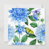 Blue Dahlia Floral Bridal Shower Kaart (Achterkant)