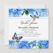 Blue Dahlia Floral Bridal Shower Kaart (Voorkant)