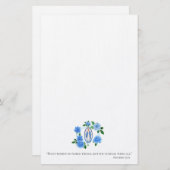 Blue Dahlia Floral | Lady of Grace | Maagd Mary | Briefpapier (Voorkant / Achterkant)
