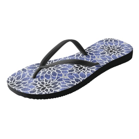 Blue Dahlia Floral Pattern Teenslippers (Schuin)