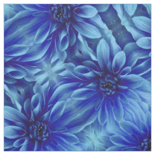 Blue Dahlia Flower Pattern Stof