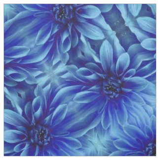 Blue Dahlia Flower Pattern Stof