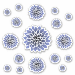 Blue Dahlia Flower Sticker set
