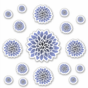 Blue Dahlia Flower Sticker set