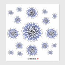 Blue Dahlia Flower Sticker set