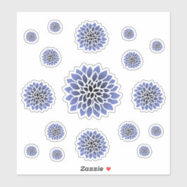 Blue Dahlia Flower Sticker set