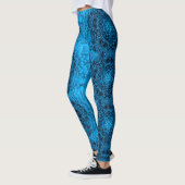 BLUE DAHLIA FLOWERS Abstract Floral Leggings (Links)