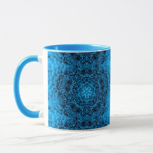 BLUE DAHLIA FLOWERS Abstract Floral Mok (Links)