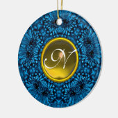 BLUE DAHLIA GEEL TOPAZ MONOGRAM KERAMISCH ORNAMENT (Links)