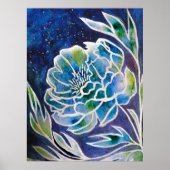 Blue Dahlia Handgemaakte Navy Blauwgroen Bloemen W Poster (Voorkant)