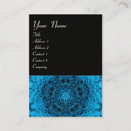 BLUE DAHLIA MONOGRAM, zwart wit Visitekaartje (Voorkant)