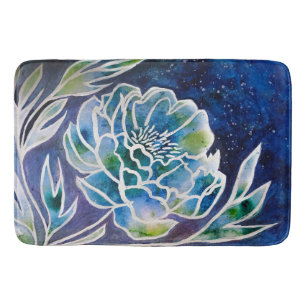 Blue Dahlia Navy Blauwgroen hemelse bloemige Water Badmat