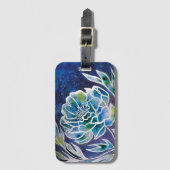 Blue Dahlia Navy Blauwgroen hemelse bloemige Water Bagagelabel (Voorkant (verticaal))