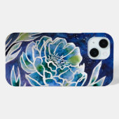 Blue Dahlia Navy Blauwgroen hemelse bloemige Water Case-Mate iPhone Case (Achterkant (horizontaal))