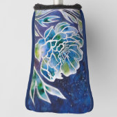 Blue Dahlia Navy Blauwgroen hemelse bloemige Water Golfheadcover (Draai 90)