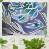 Blue Dahlia Navy Blauwgroen hemelse bloemige Water Theedoek (Gevouwen)