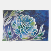 Blue Dahlia Navy Blauwgroen hemelse bloemige Water Theedoek (Horizontaal)
