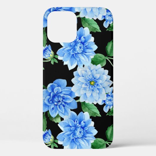 Blue Dahlia op zwart Case-Mate iPhone Case (Achterkant)