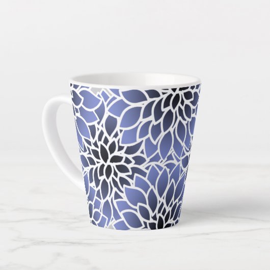 Blue Dahlia Pattern Latte Mok (Linkerhoek)