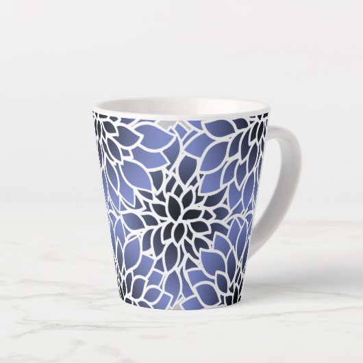 Blue Dahlia Pattern Latte Mok (Rechterhoek)