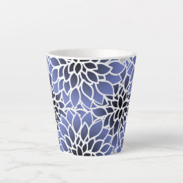 Blue Dahlia Pattern Latte Mok