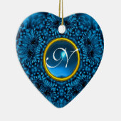 BLUE DAHLIA SAPPHIRE MONOGRAM Heart Keramisch Ornament (Rechts)