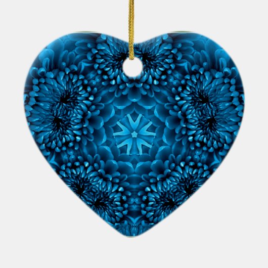 BLUE DAHLIA SAPPHIRE MONOGRAM Heart Keramisch Ornament (Achterkant)