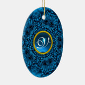 BLUE DAHLIA SAPPHIRE MONOGRAM KERAMISCH ORNAMENT (Rechts)