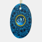 BLUE DAHLIA SAPPHIRE MONOGRAM KERAMISCH ORNAMENT (Links)