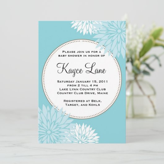 Blue Dahlia Uitnodiging (Staand voorkant)