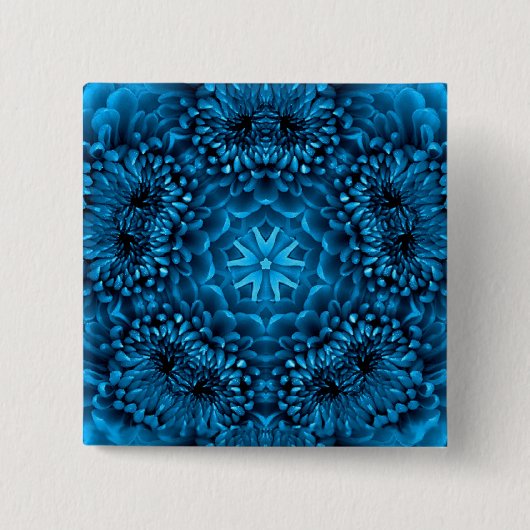BLUE DAHLIA VIERKANTE BUTTON 5,1 CM (Voorkant)
