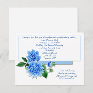 Blue Dahlia Vow Renewal Invite Kaart