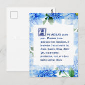 Blue Dahlias | Ave Maria Latijn | Hail Mary Briefkaart (Voorkant / Achterkant)
