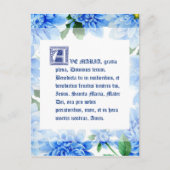 Blue Dahlias | Ave Maria Latijn | Hail Mary Briefkaart (Voorkant)