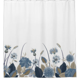 Blue Dahlias Cornflower Douchegordijn