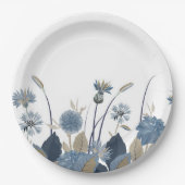 Blue Dahlias Cornflower Papieren Bordje (Voorkant)