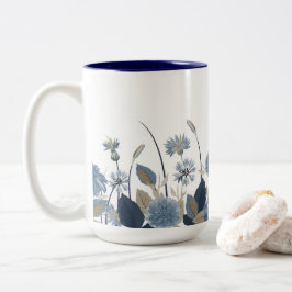 Blue Dahlias Cornflower Tweekleurige Koffiemok